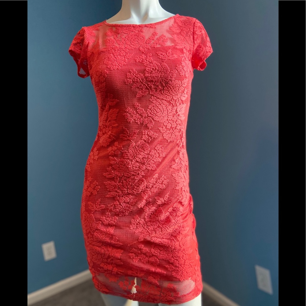 B Darlin Bright orange - red dress junior